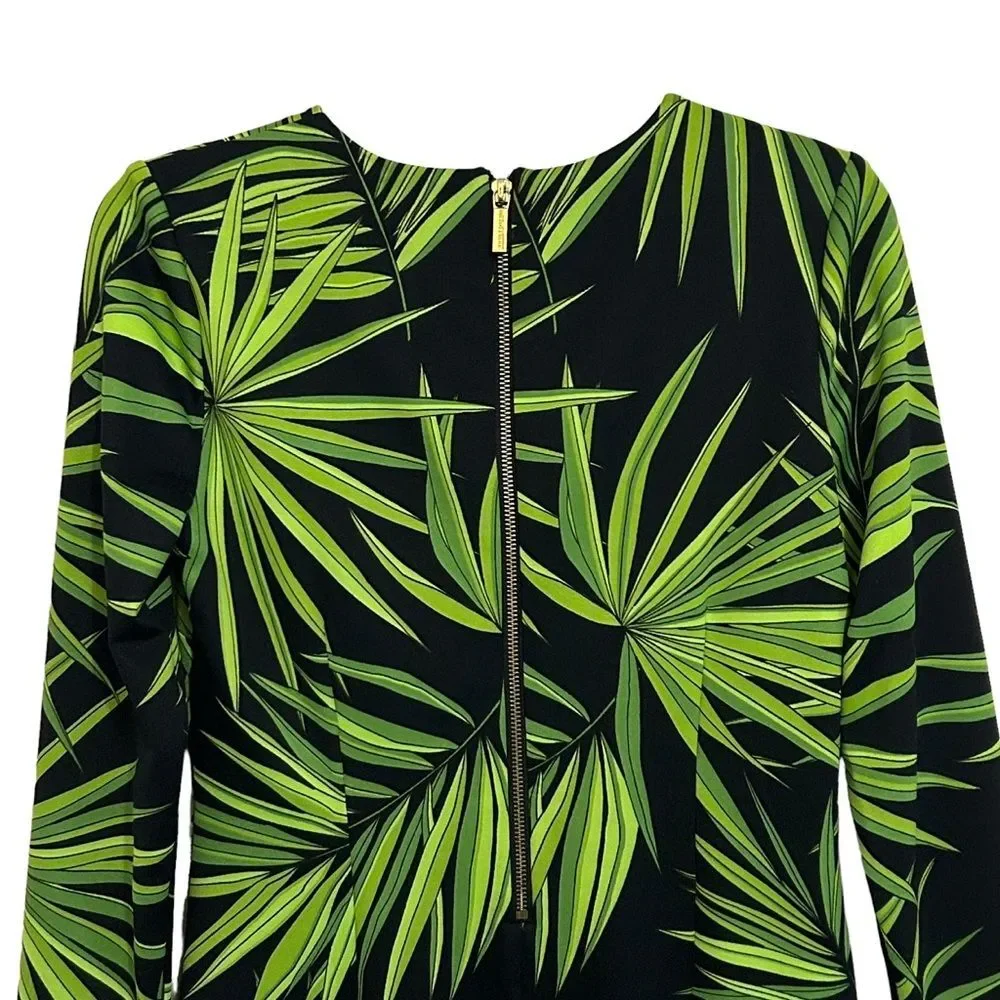 MICHAEL KORS NWT Long Sleeve Palm Leaf Print Sheath Dress S